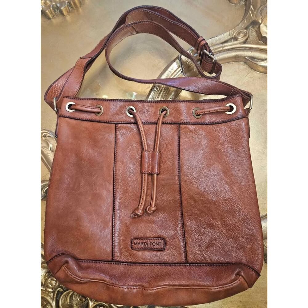 Marta Ponti Leather Crossbody – Warm Chestnut – Rare European Find